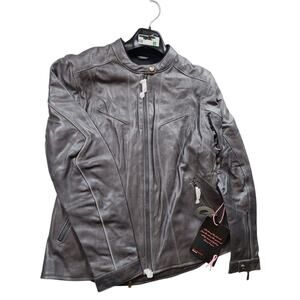 Hein Gericke Leather Moto Jacket Womens 12 Zip Lined Interior Biker Cafe Racer